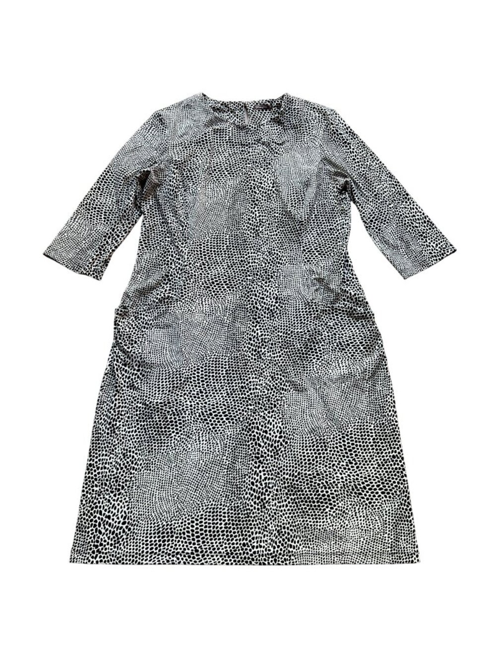 J. McLaughlin Size XL Black & White Animal Print 3/4 Sleeve Bodycon Shift Dress
